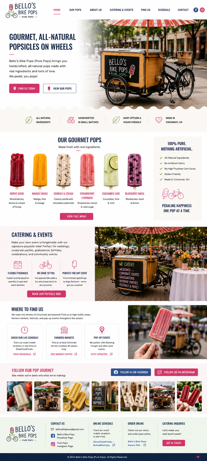 Bello's Bike Pops landing page design