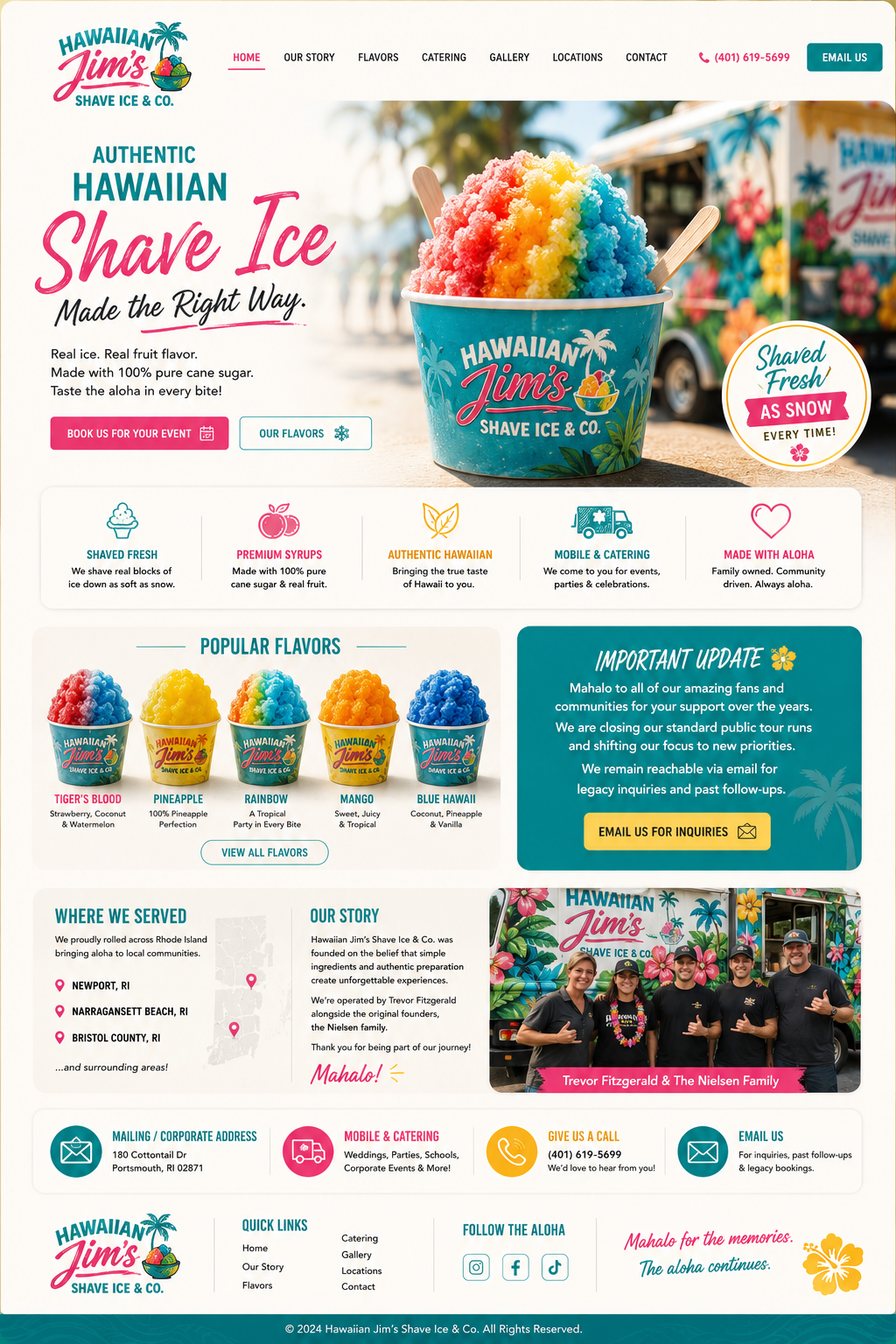 Hawaiian Jim's Shave Ice landing page design