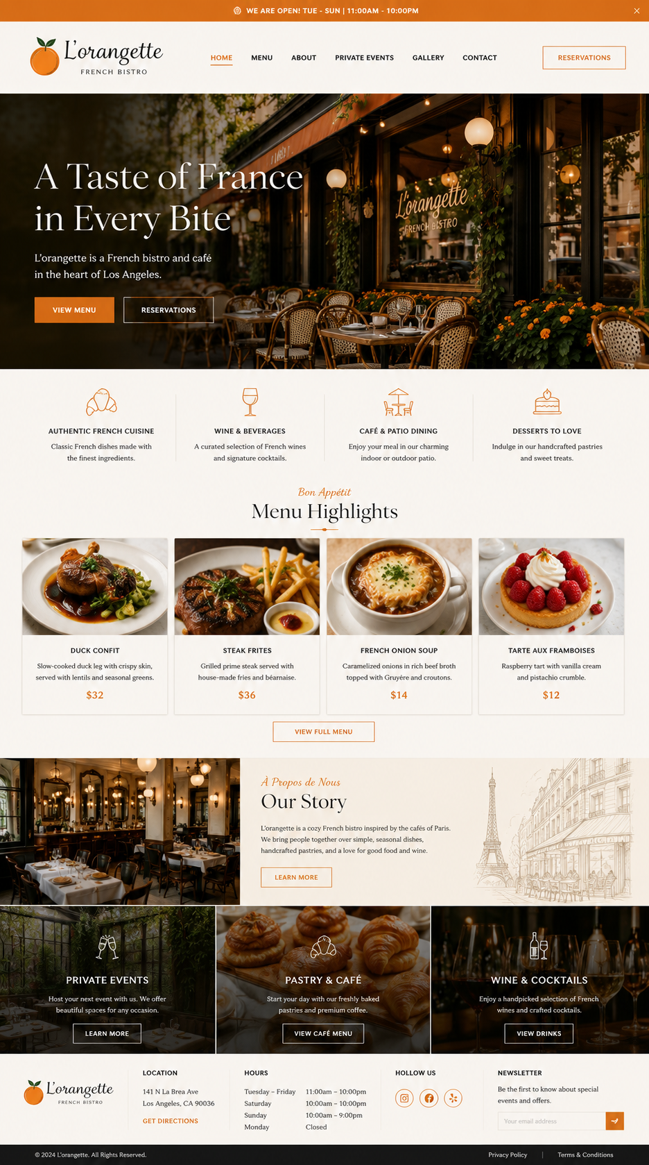 La Orangette landing page design