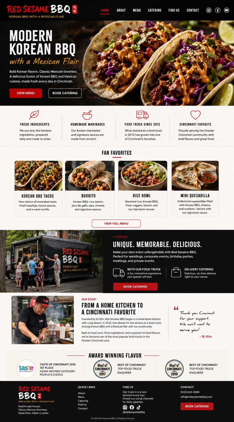 Red Sesame Korean BBQ landing page design