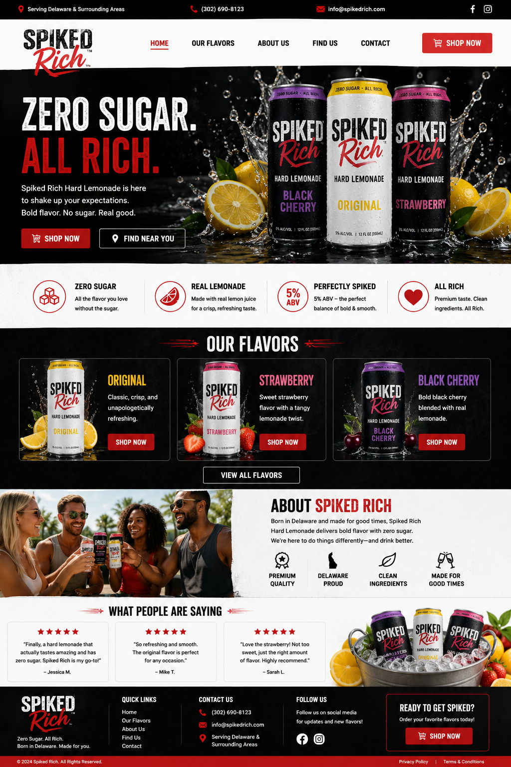 Spiked Rich Nitro Ice Cream landing page design