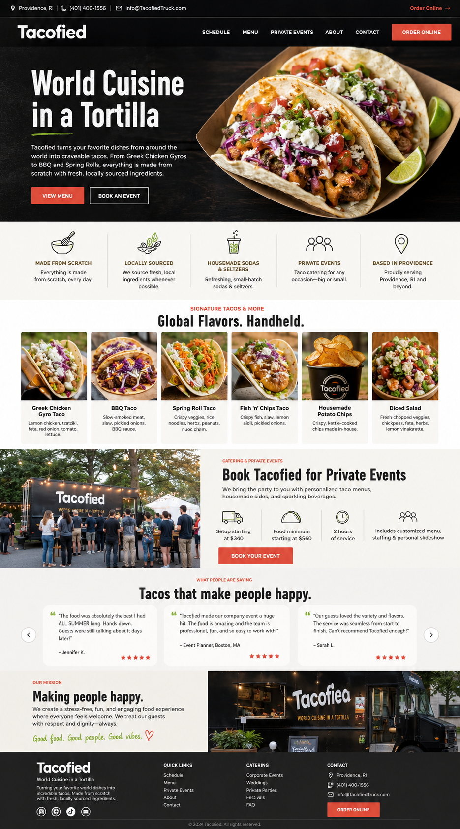 Tacofied Food Truck landing page design