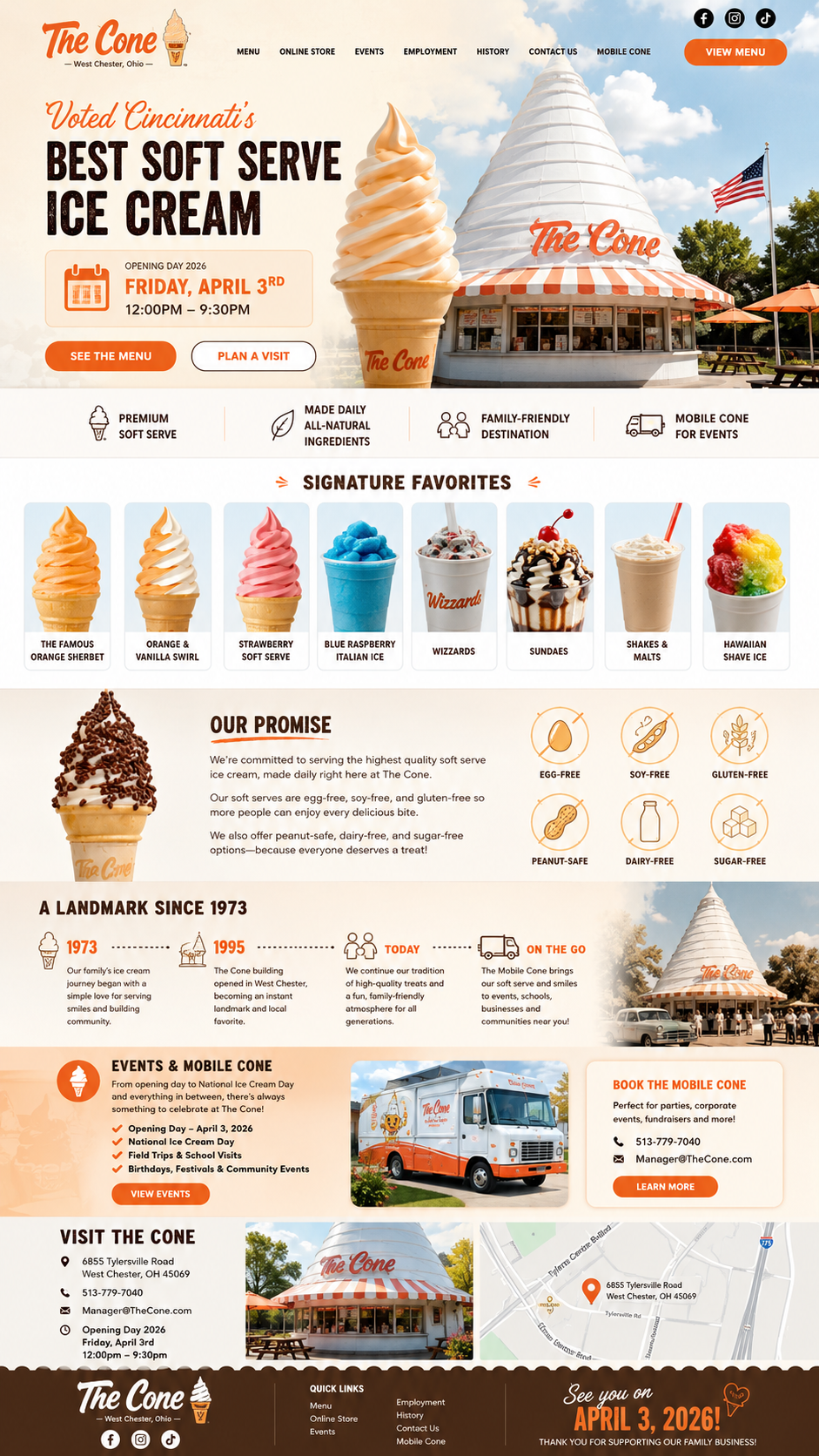 The Cone landing page design