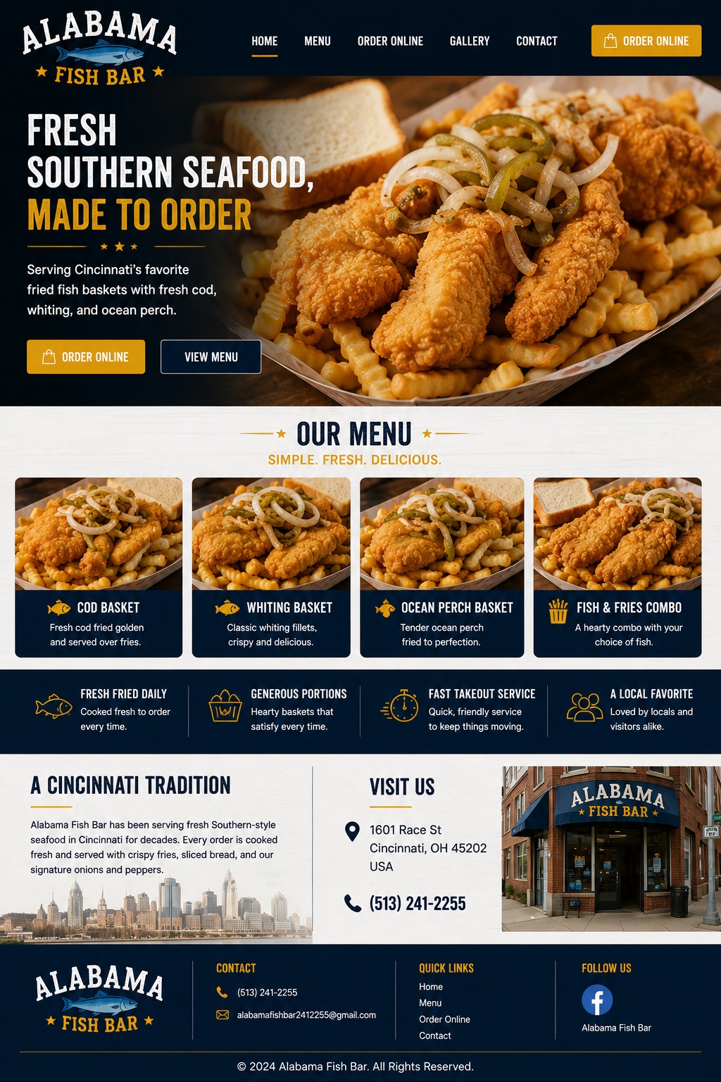 Alabama Fish Bar landing page design