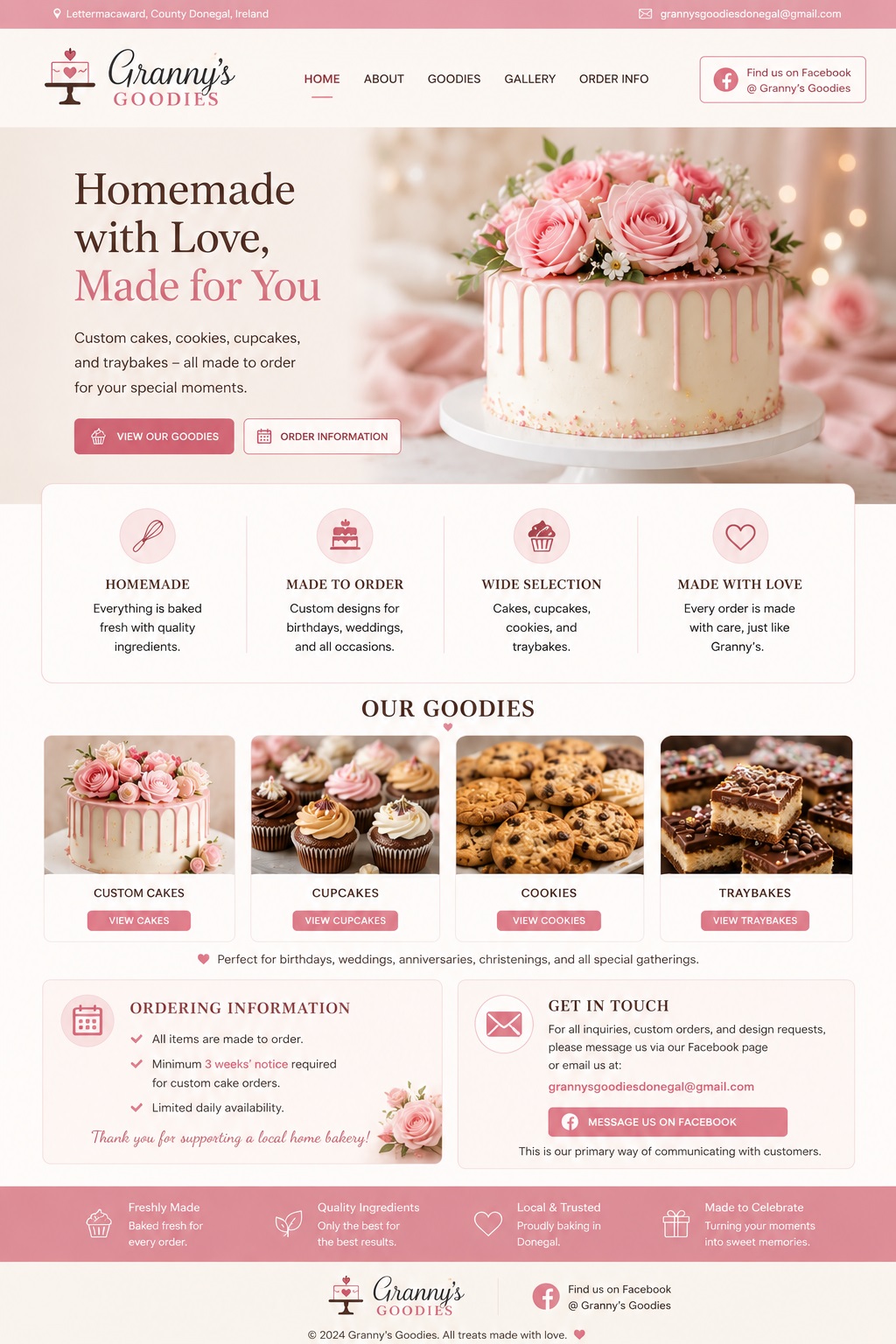 Granny's Goodies landing page design