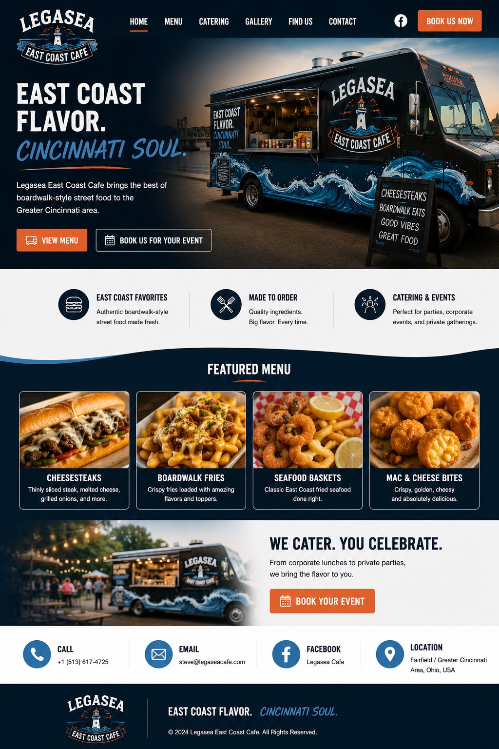 Legasea East Coast Cafe landing page design